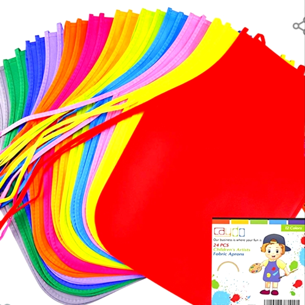12 Pack Colored Kids Aprons